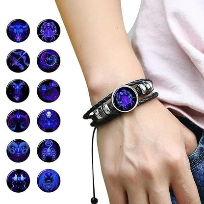 🔥Zodiac Constellation Black Leather Guardian Bracelet 🔥✅