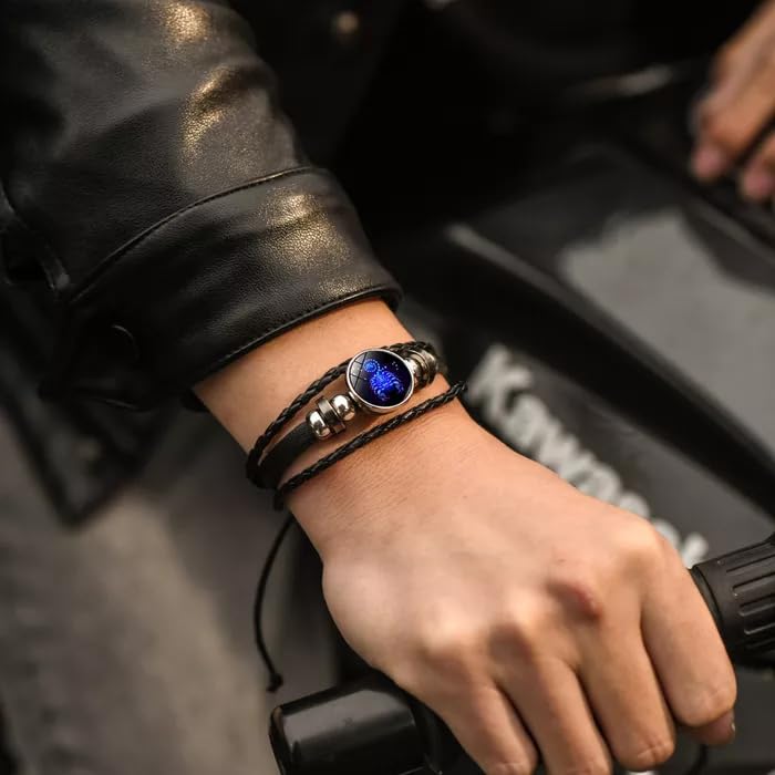 🔥Zodiac Constellation Black Leather Guardian Bracelet 🔥✅