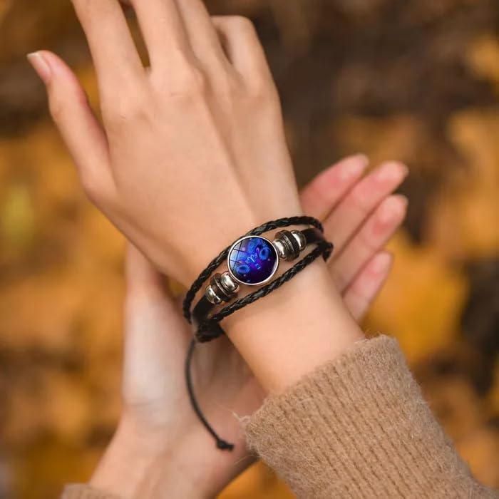 🔥Zodiac Constellation Black Leather Guardian Bracelet 🔥✅