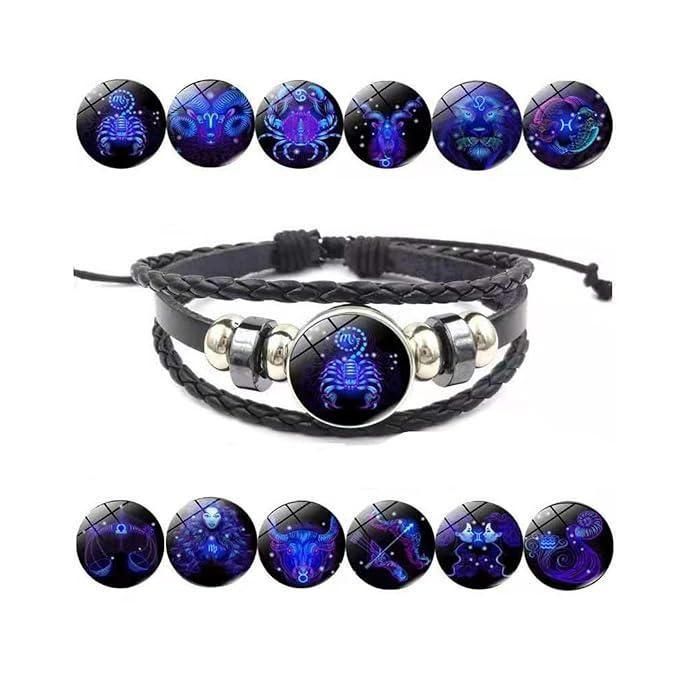 🔥Zodiac Constellation Black Leather Guardian Bracelet 🔥✅