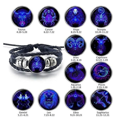 🔥Zodiac Constellation Black Leather Guardian Bracelet 🔥✅