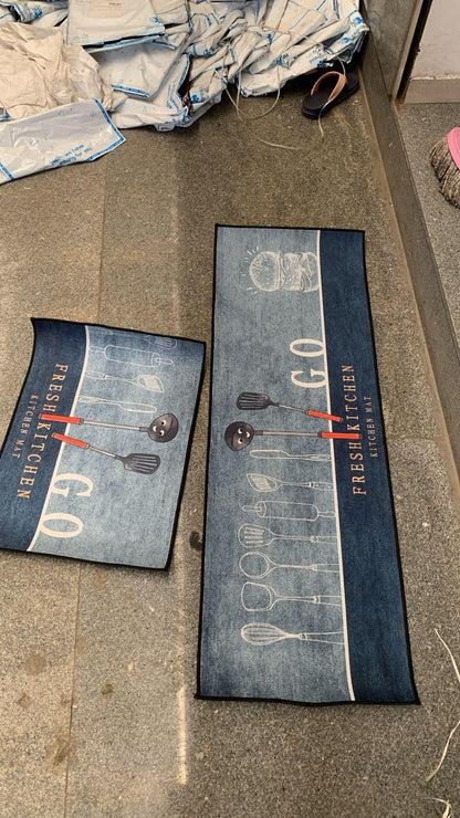 Rubber Floor Mat with Runner Geometric Pattern (Design As per Availibility)