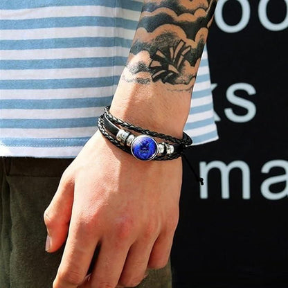 🔥Zodiac Constellation Black Leather Guardian Bracelet 🔥✅